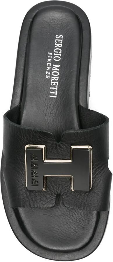 SERGIO MORETTI FIRENZE Sandalen met logoplakkaat Zwart - Foto 2