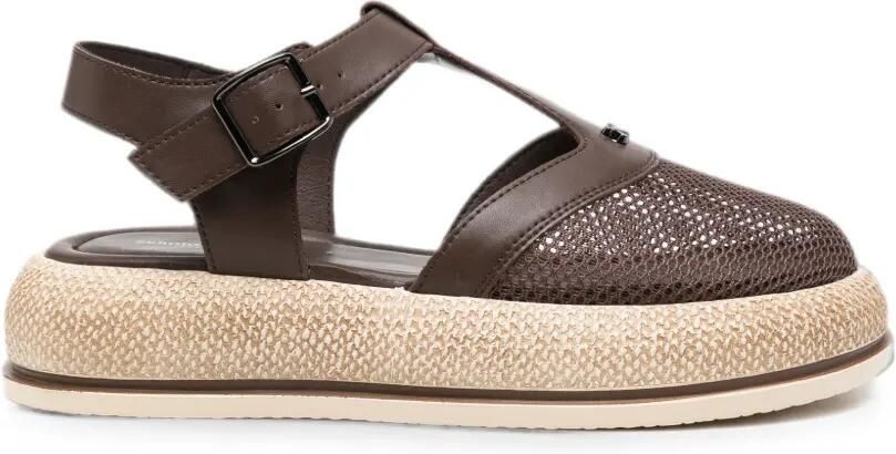 SERGIO MORETTI FIRENZE Sandalen met plateauzool en mesh vlakken Bruin