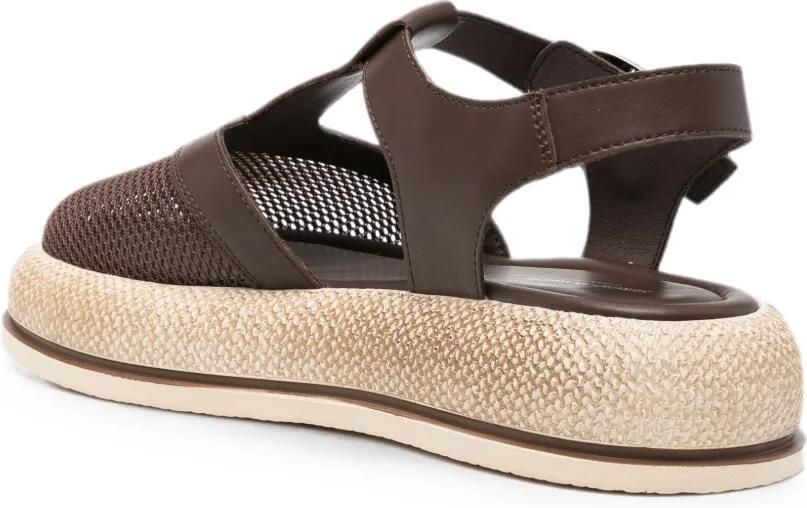 SERGIO MORETTI FIRENZE Sandalen met plateauzool en mesh vlakken Bruin - Foto 3