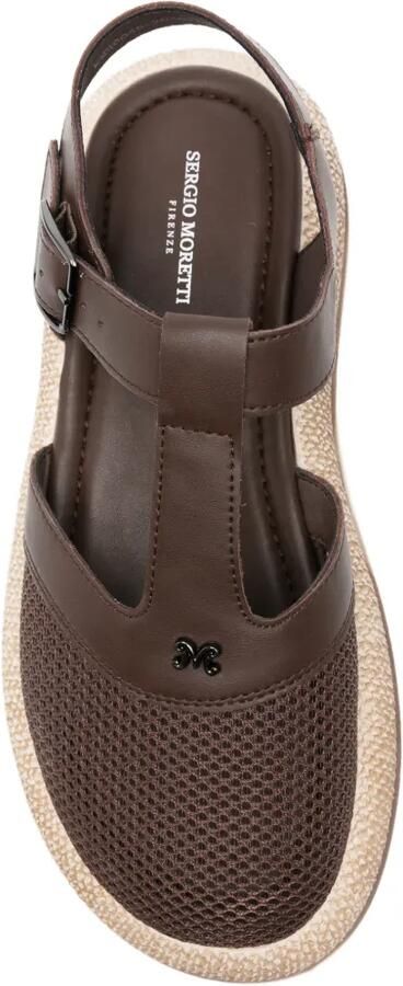 SERGIO MORETTI FIRENZE Sandalen met plateauzool en mesh vlakken Bruin - Foto 4