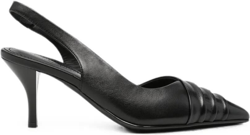 SERGIO MORETTI FIRENZE Slingback pumps met puntige neus en ruches Zwart