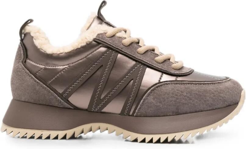 SERGIO MORETTI FIRENZE Sneakers met lammy afwerking en vlakken Bruin