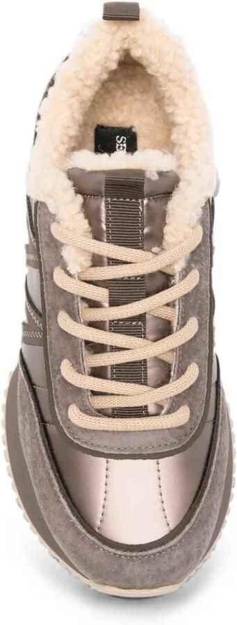 SERGIO MORETTI FIRENZE Sneakers met lammy afwerking en vlakken Bruin - Foto 4