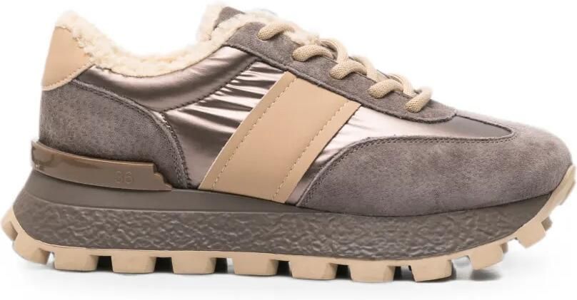 SERGIO MORETTI FIRENZE Sneakers met lammy voering en vlakken Bruin