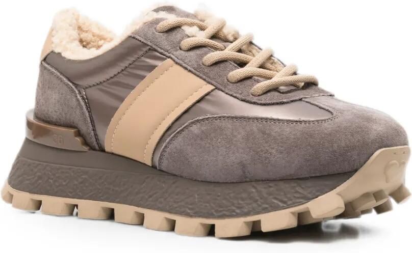 SERGIO MORETTI FIRENZE Sneakers met lammy voering en vlakken Bruin - Foto 3