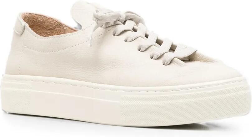 SERGIO MORETTI FIRENZE Sneakers van bewerkt leer Beige - Foto 4