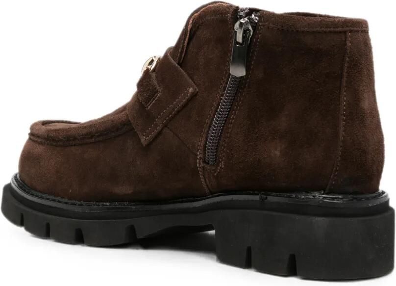 SERGIO MORETTI FIRENZE Suède enkellaarzen met horsebit detail Bruin - Foto 2