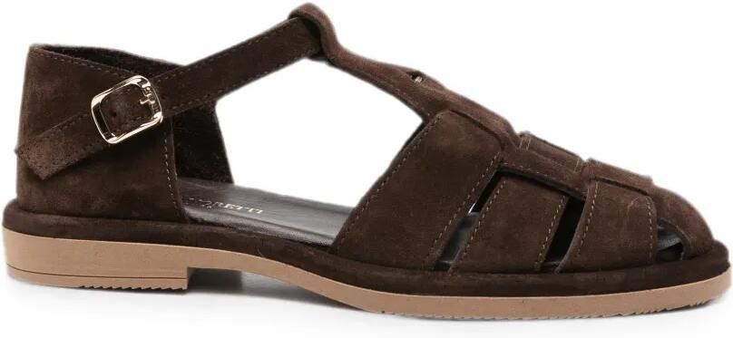 SERGIO MORETTI FIRENZE Suède gekooide sandalen Bruin