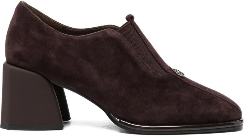 SERGIO MORETTI FIRENZE Suède pumps met blokhak Bruin