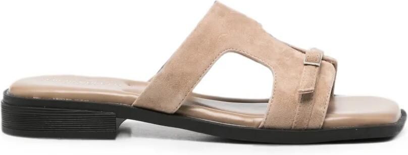 SERGIO MORETTI FIRENZE Suède sandalen met gesp Beige