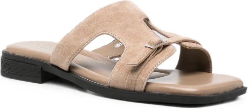 SERGIO MORETTI FIRENZE Suède sandalen met gesp Beige - Foto 3