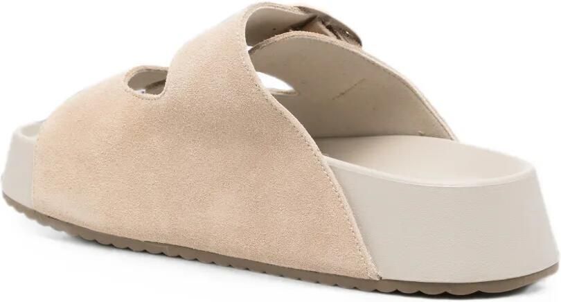 SERGIO MORETTI FIRENZE Suède sandalen met gespsluiting Beige - Foto 3