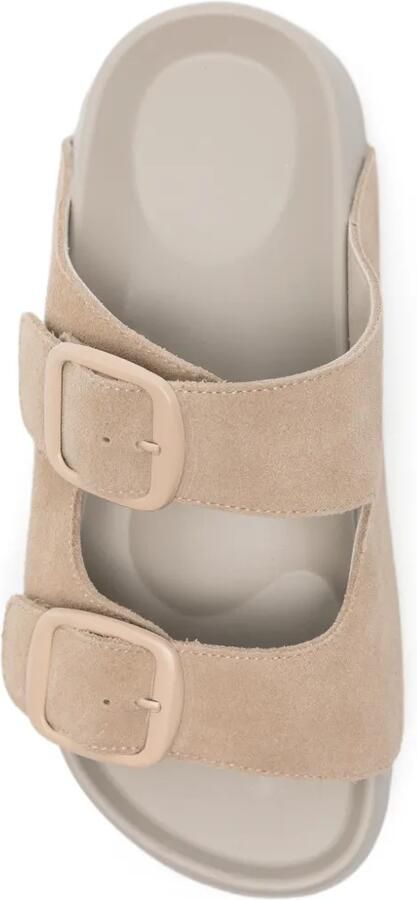 SERGIO MORETTI FIRENZE Suède sandalen met gespsluiting Beige - Foto 2