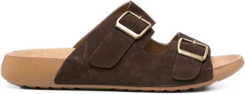 SERGIO MORETTI FIRENZE Suède sandalen met gespsluiting Bruin
