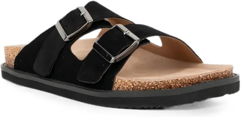 SERGIO MORETTI FIRENZE Suède sandalen met gespsluiting Zwart