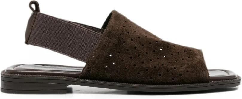 SERGIO MORETTI FIRENZE Suède slingback sandalen met geperforeerde details Bruin