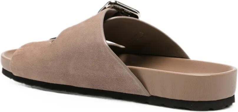SERGIO MORETTI FIRENZE Suède slippers met gespsluiting Beige - Foto 4
