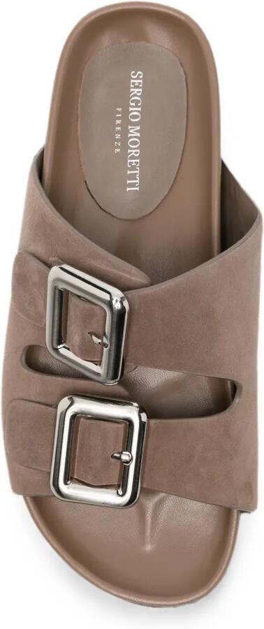 SERGIO MORETTI FIRENZE Suède slippers met gespsluiting Beige - Foto 2