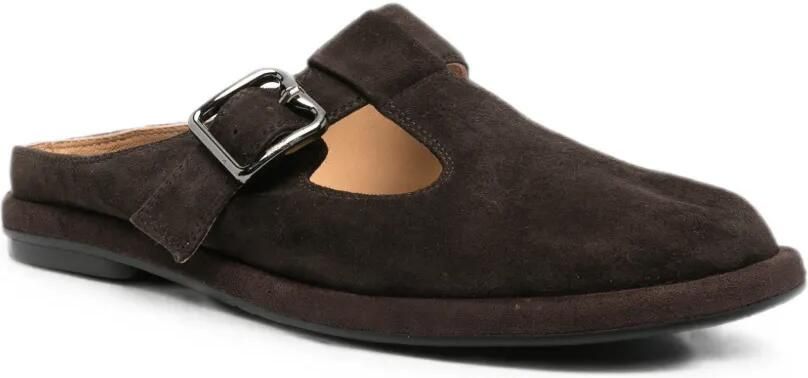 SERGIO MORETTI FIRENZE Suède slippers met gespsluiting Bruin - Foto 3
