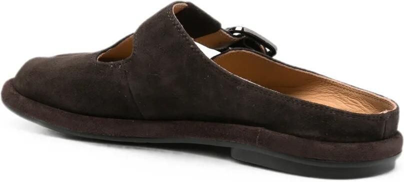SERGIO MORETTI FIRENZE Suède slippers met gespsluiting Bruin - Foto 4
