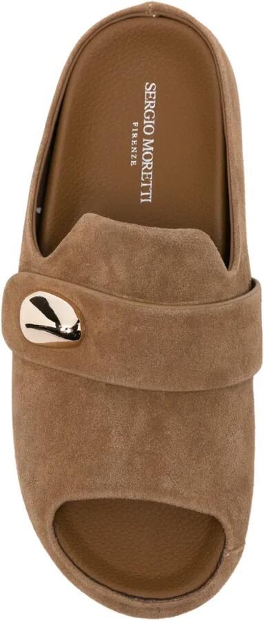 SERGIO MORETTI FIRENZE Verfraaide slippers met open neus Bruin - Foto 2