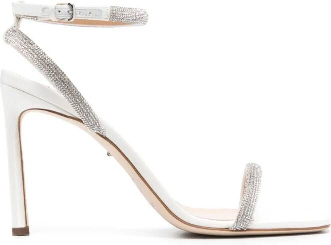 Sergio Rossi 100mm rhinestone-embellished satin sandals Zilver