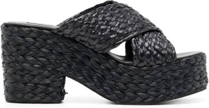 Sergio Rossi 85 mm muiltjes met plateauzool Zwart