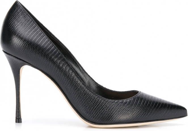 Sergio Rossi Godiva 90 mm pumps met slangenleer-effect Zwart