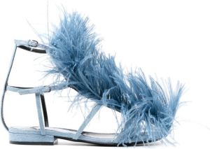 AREA Lulu sandalen met veren detail Blauw