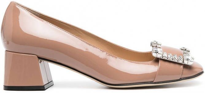 Sergio Rossi Pumps met vierkante neus Beige