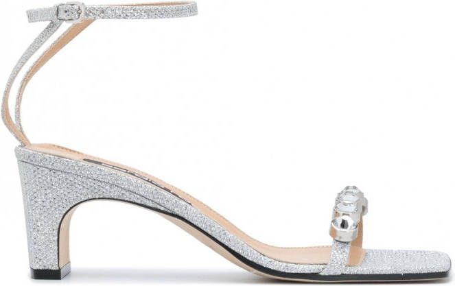 Sergio Rossi Sandalen met glitter Zilver