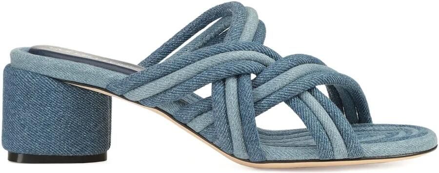Sergio Rossi 50mm Watamu geknoopte denim sandalen Blauw