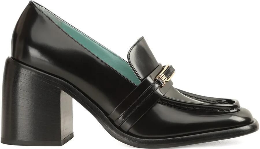 Sergio Rossi 80 mm Bitt leren loafers Zwart