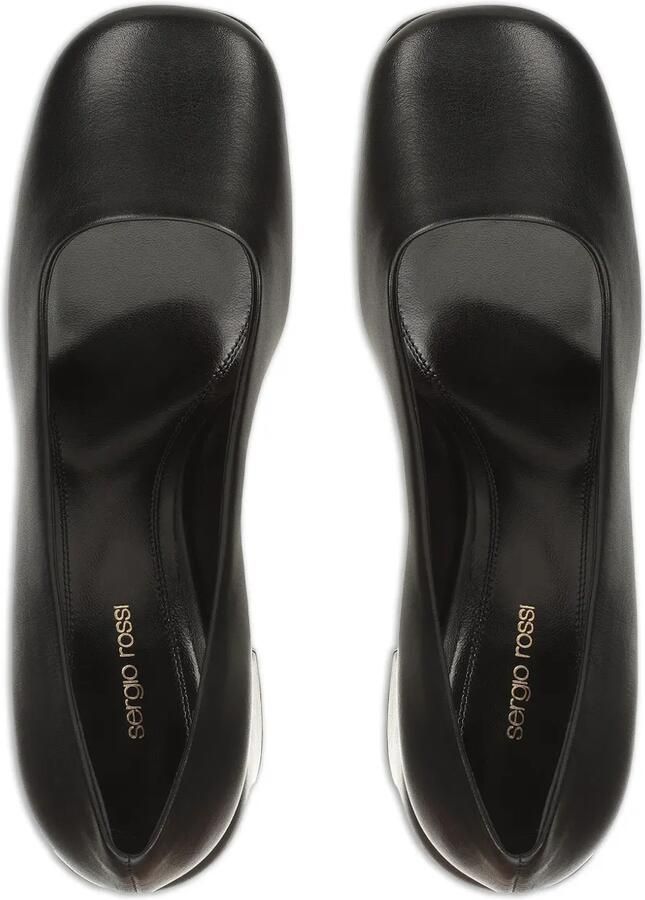 Sergio Rossi 80 mm pumps met vierkante neus en blokhak Zwart - Foto 5