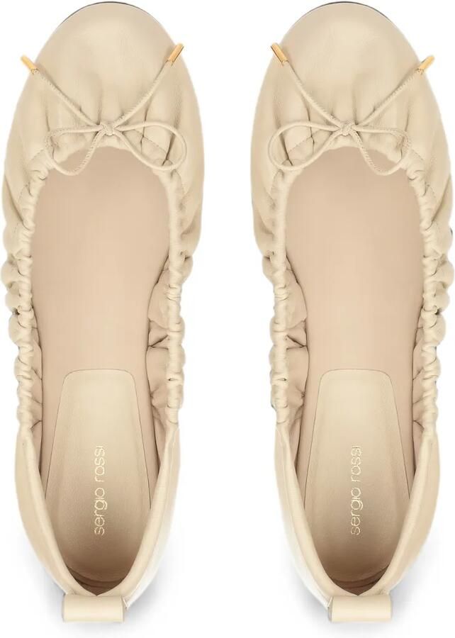 Sergio Rossi Ballerina's met ruches en strikdetail Beige - Foto 3
