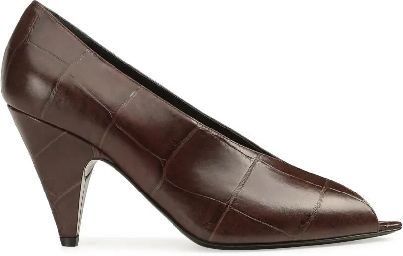 Sergio Rossi Beak pumps met krokodillen-reliëf Bruin