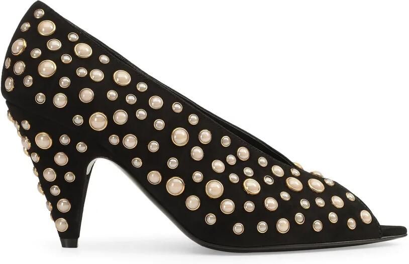 Sergio Rossi Beak pumps verfraaid met parels Zwart