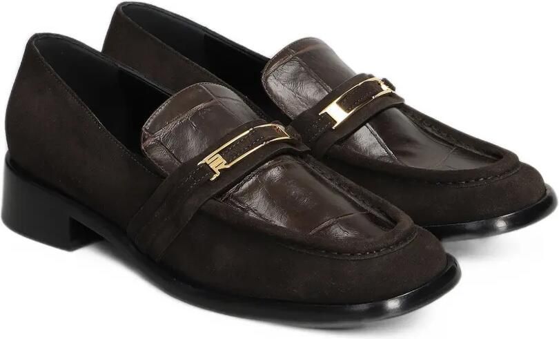 Sergio Rossi Bitt loafers met krokodillen-reliëf en vlakken Bruin - Foto 3