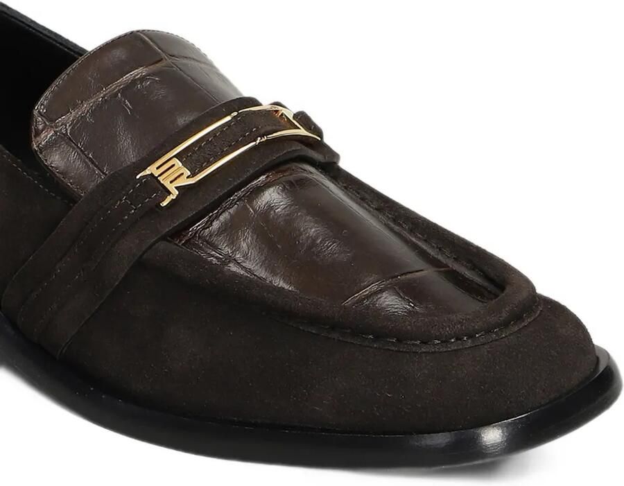 Sergio Rossi Bitt loafers met krokodillen-reliëf en vlakken Bruin - Foto 2