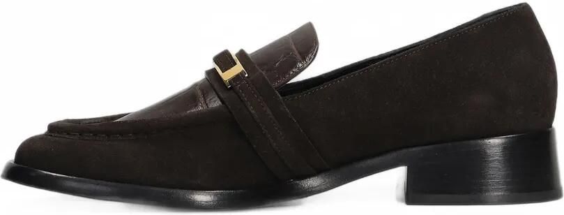Sergio Rossi Bitt loafers met krokodillen-reliëf en vlakken Bruin - Foto 5