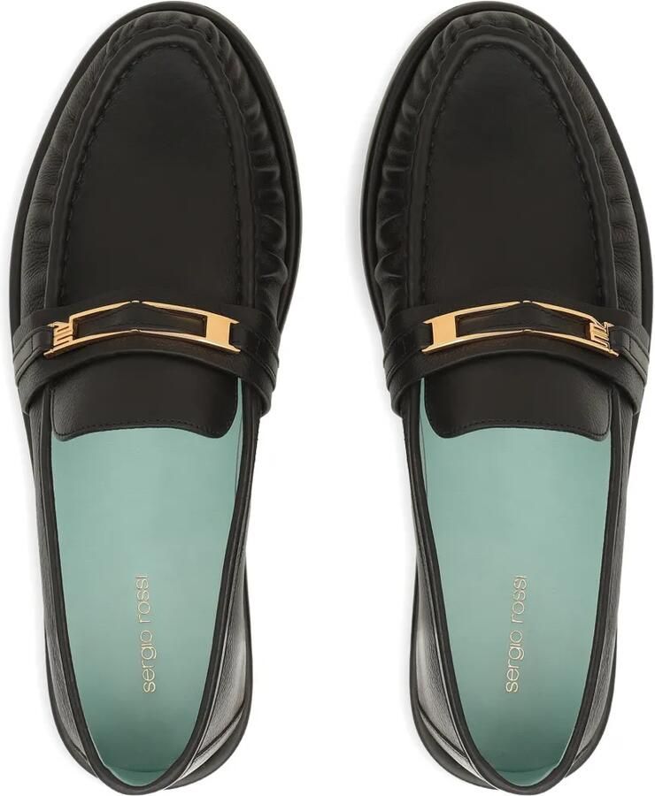 Sergio Rossi Bitt loafers met logoplakkaat en ruches Zwart - Foto 2