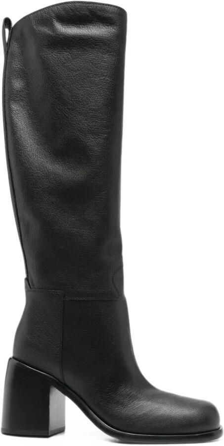 Sergio Rossi block-heel leather boots Zwart