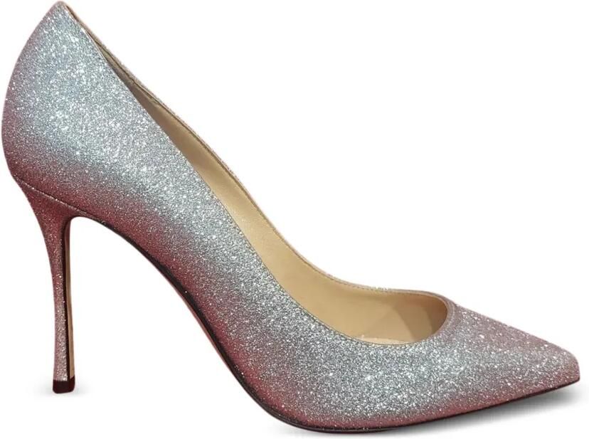 Sergio Rossi glitter-effect pointed-toe pumps Zilver