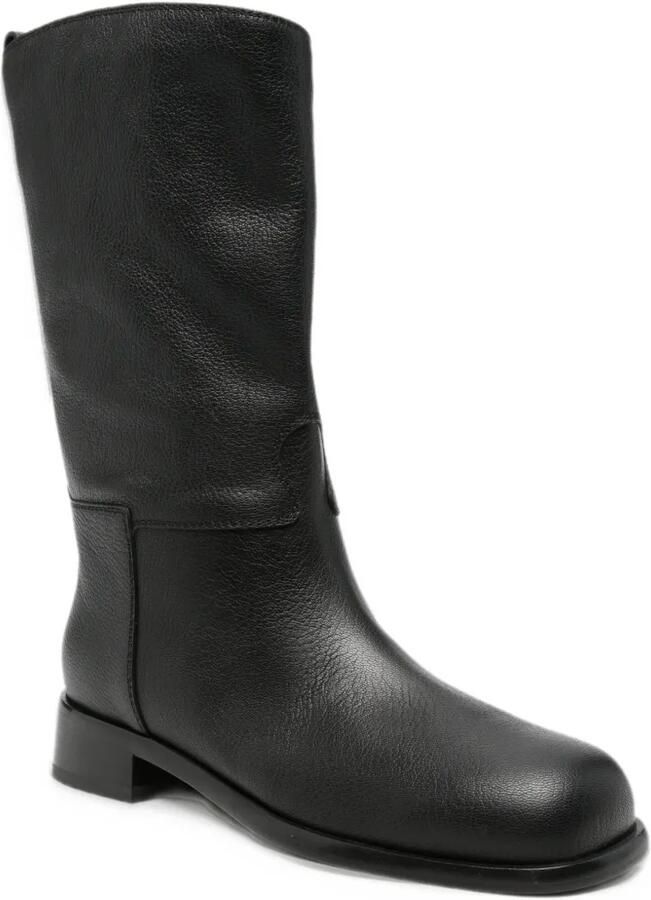 Sergio Rossi grainy leather boots Zwart