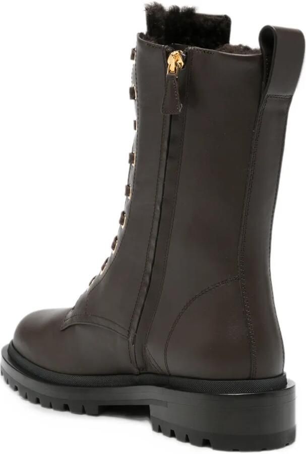 Sergio Rossi lace-up logo-buckle boots Bruin