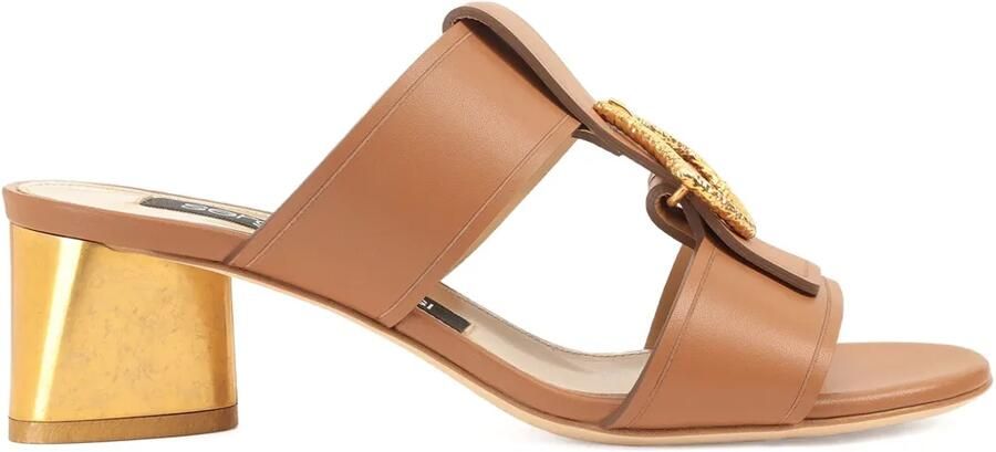 Sergio Rossi Platte leren sandalen Bruin