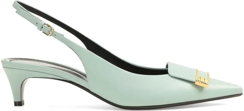 Sergio Rossi Pumps met puntige neus en logoplakkaat Blauw