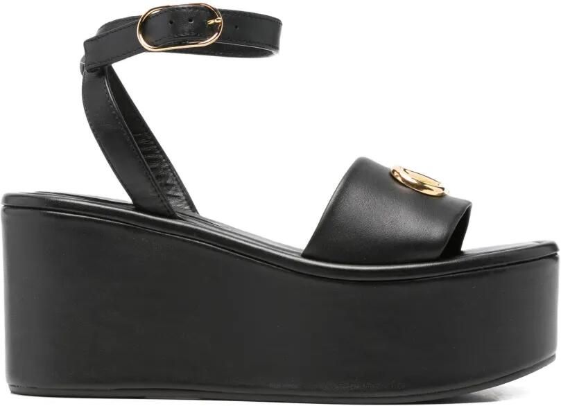 Sergio Rossi Sandalen met enkelbandje en logo Zwart