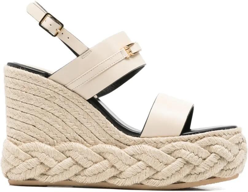 Sergio Rossi Sandalen met gevlochten zool en sleehak Beige