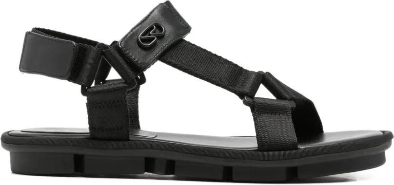 Sergio Rossi Sandalen met klittenband en logoplakkaat Zwart
